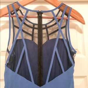 Blue back zip cocktail dress